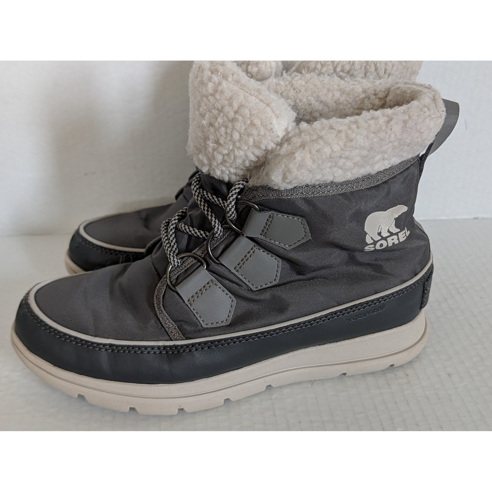 Sorel Women's Waterproof Winter Snow Boots Gray Faux Fur Lined Size 7